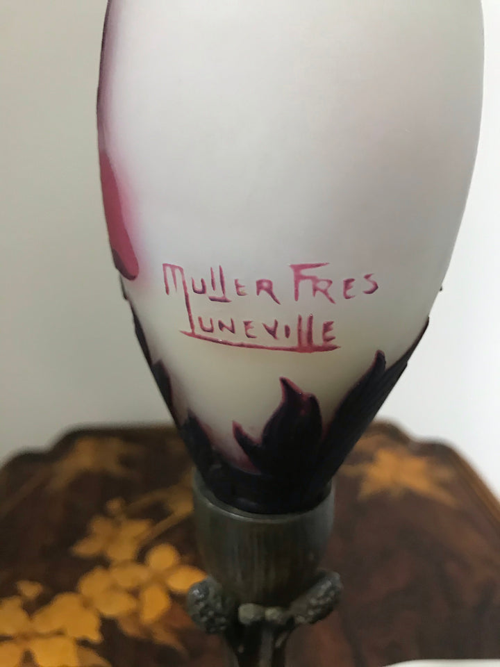 2/15日13:10分に売り切れました！最高峰！ミューラー兄弟　アネモネの花のテーブルランプ（アールヌーボーランプ）