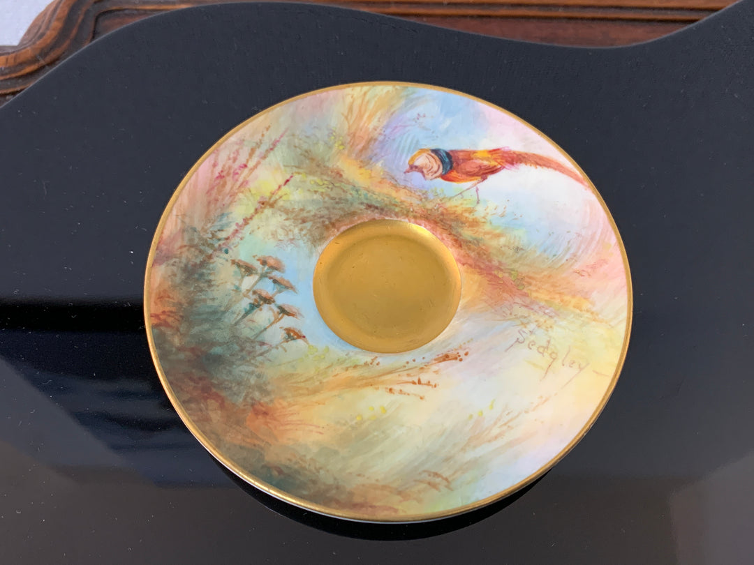 ロイヤルウースター　雉（キンケイチョウ）のカップ＆ソーサー　セドリー作