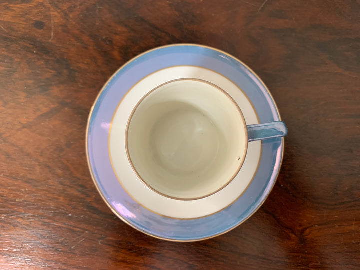 オールドノリタケ　水色ラスターのシノワズリ様式　デミタスカップ