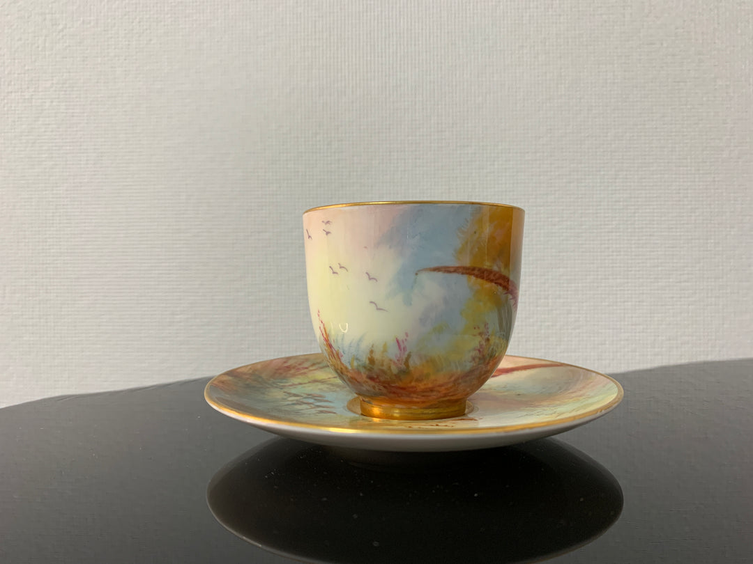 ロイヤルウースター　雉（キンケイチョウ）のカップ＆ソーサー　セドリー作