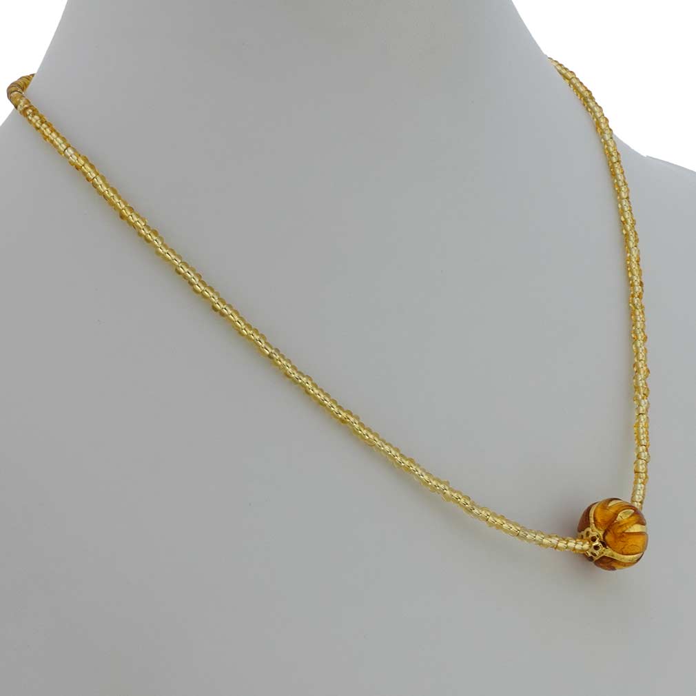 ベネチアングラス　ネックレス　ムラーノ　ロイヤル  ブラック　ボールネックレス