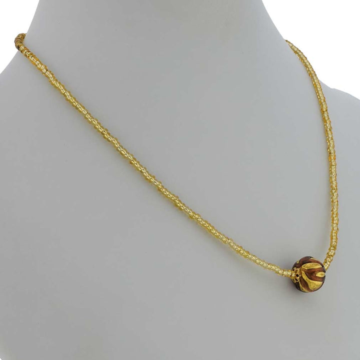 ベネチアングラス　ネックレス　ムラーノ　ロイヤル  パープル　ボールネックレス