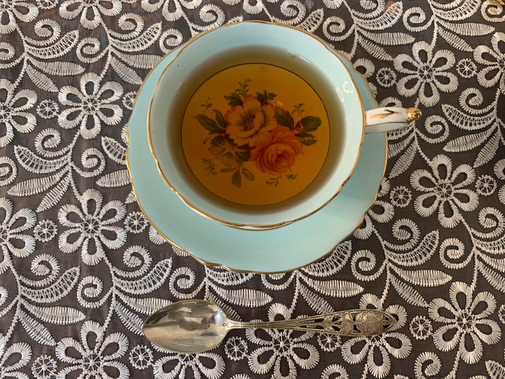 パラゴン（paragon）食器　ピンクローズと朝顔の花のティーカップ&ソーサー