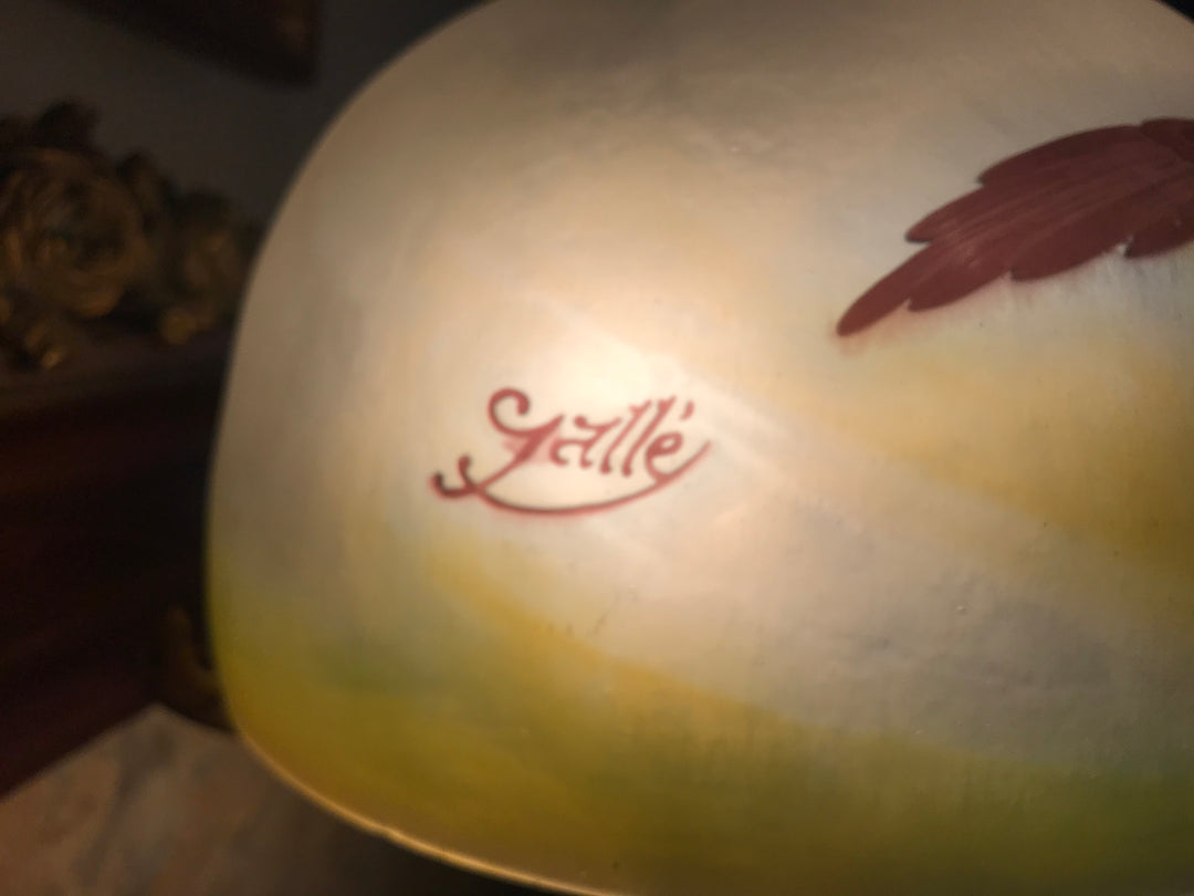 エミールガレ　山岳風景と鷲尾のアールヌーボー時代のアンティークテーブルランプ