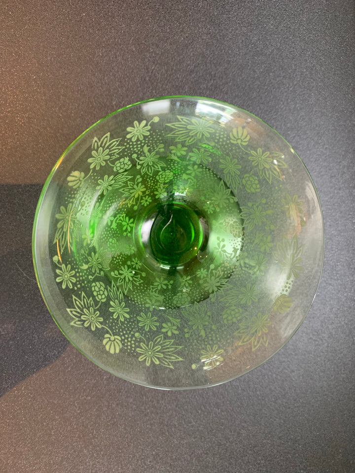 オールドバカラ　エリザベート　グリーンのコンポートクープグラス