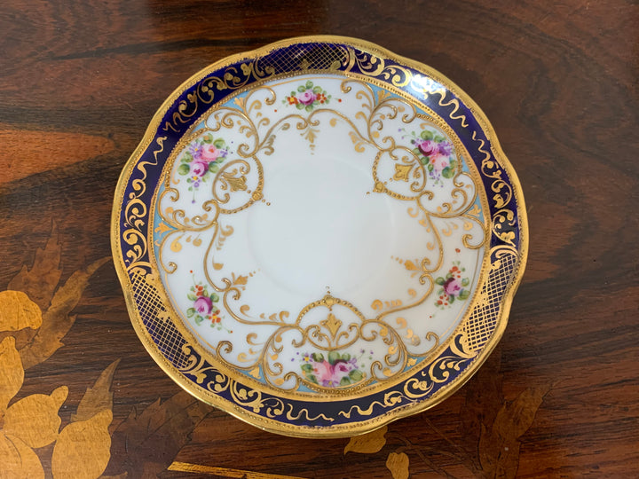 オールドノリタケ　ピンクローズとコバルト金彩お一人様ティーセット