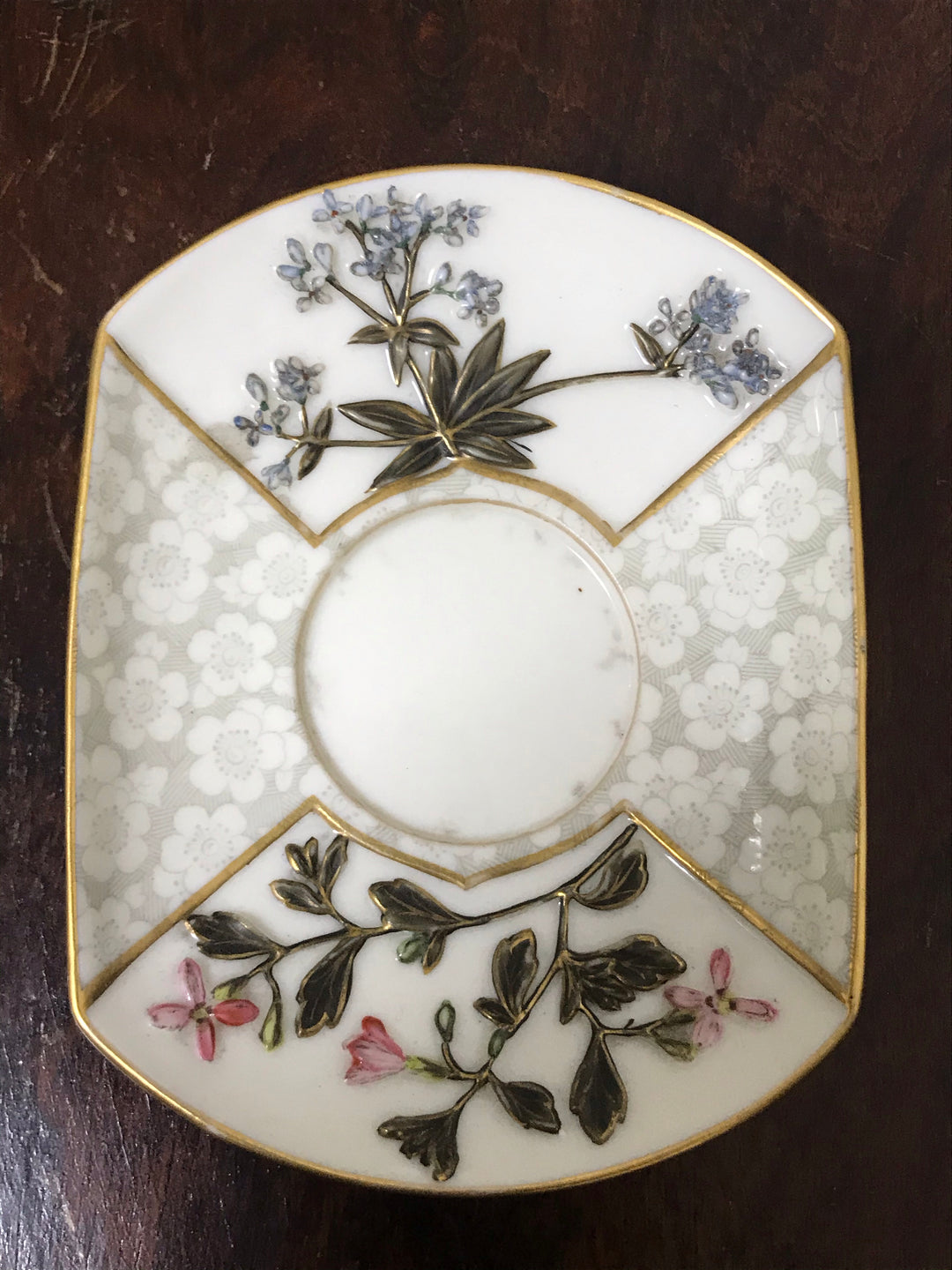 ロイヤルウースター　ジャポニズム　花と桜の文様染のカップ&ソーサー　1883年製