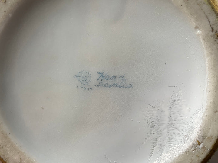 オールドノリタケ　コバルト地にスワン「白鳥」が描かれた花瓶