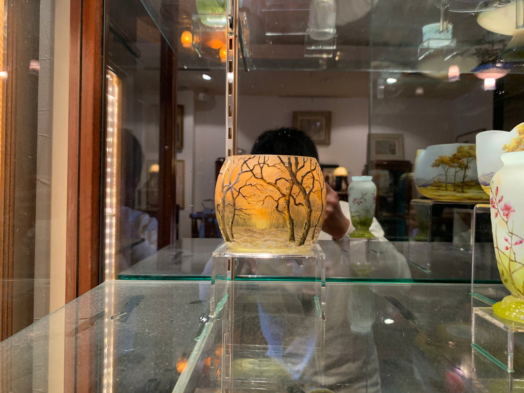 ◆証明書付◆DaumNancyドームナンシー冬景色　花瓶　カメオ彫　高さ15cm ドーム兄弟（ドームナンシー）冬景色の花瓶 1 oh – アンティーク
