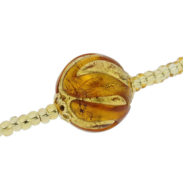 ベネチアングラス　ネックレス　ムラーノ　ロイヤル  ブラック　ボールネックレス