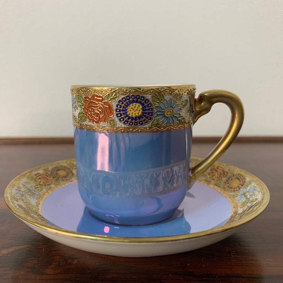 残り1セット　オールドノリタケ　ラスター技法が使われたアールヌーボー様式デミタスカップ