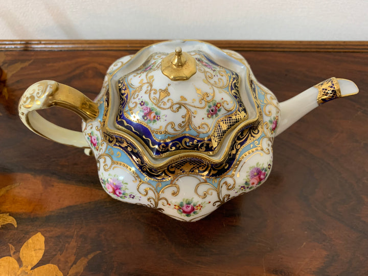 オールドノリタケ　ピンクローズとコバルト金彩お一人様ティーセット