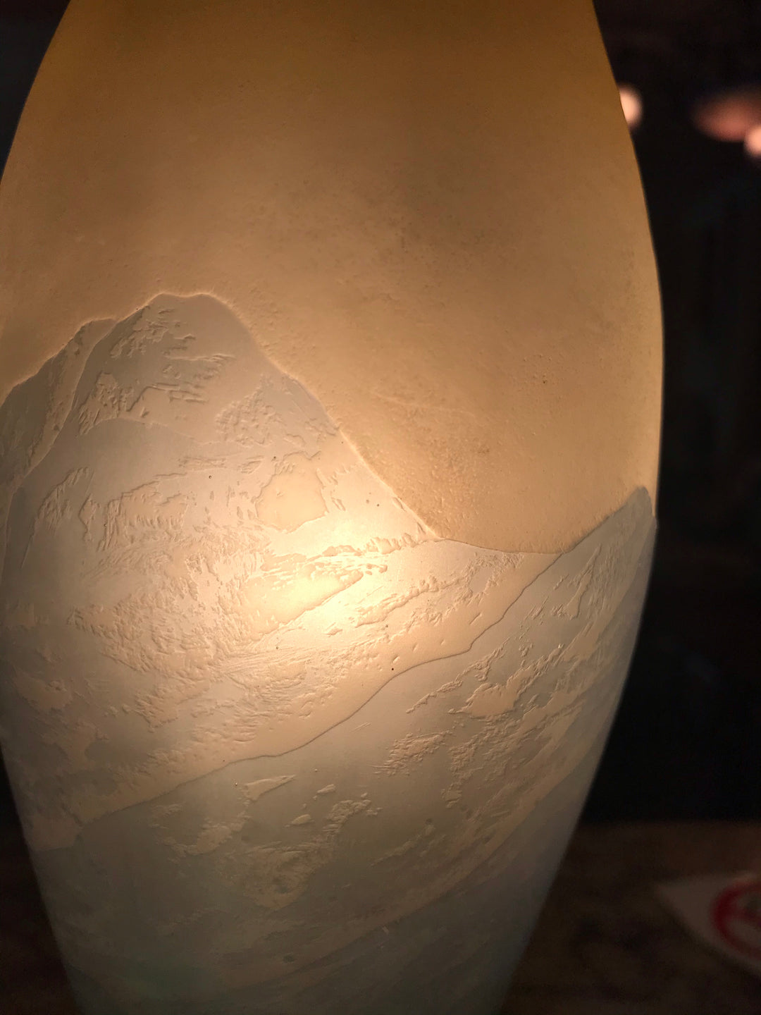 エミールガレ　山岳風景と鷲尾のアールヌーボー時代のアンティークテーブルランプ