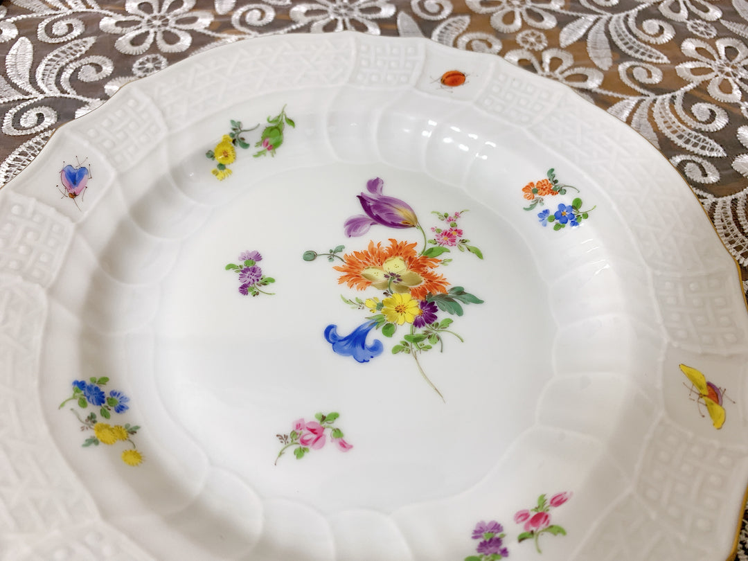 マイセン フラワーブーケ 昆虫 5つ花 デザートプレート2