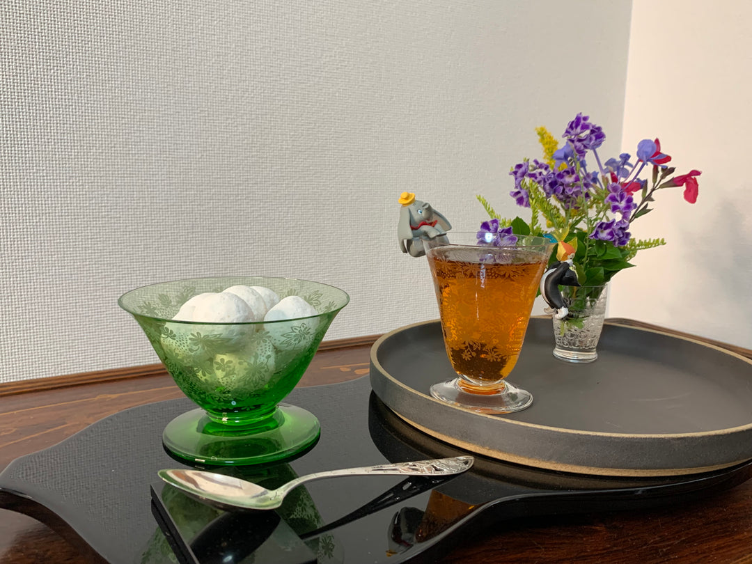 オールドバカラ　エリザベート　グリーンのコンポートクープグラス