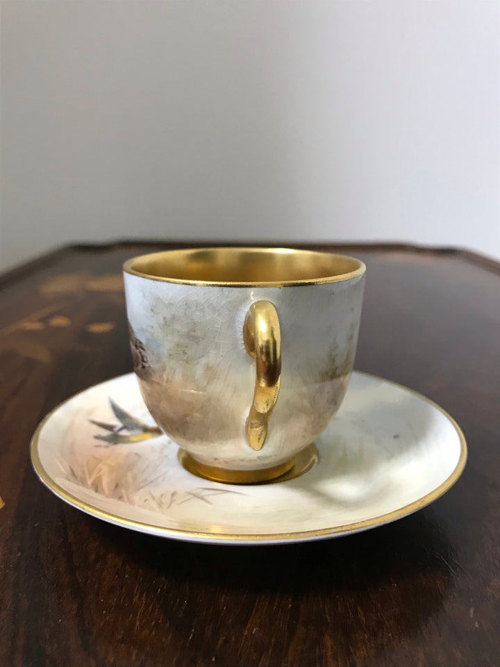 イギリス製ロイヤルウースター　マガモが描かれたデミタスカップ＆ソーサー