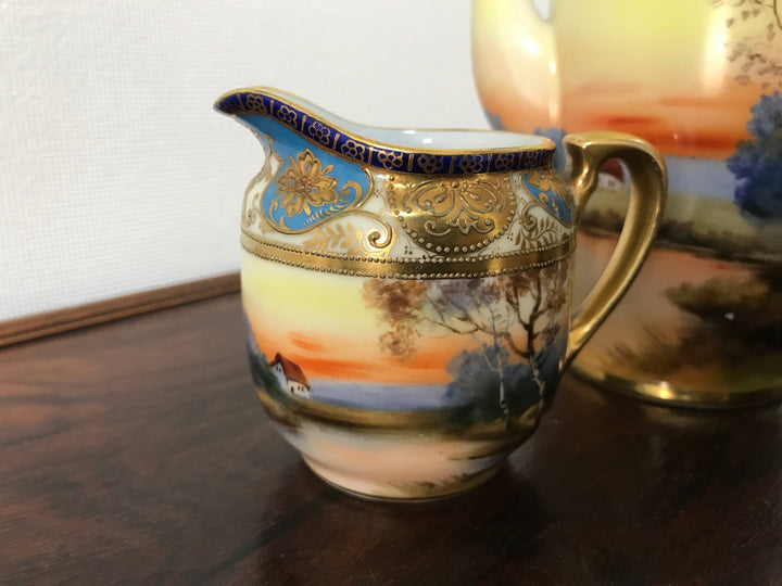 オールドノリタケ　湖水風景文様のティーセット