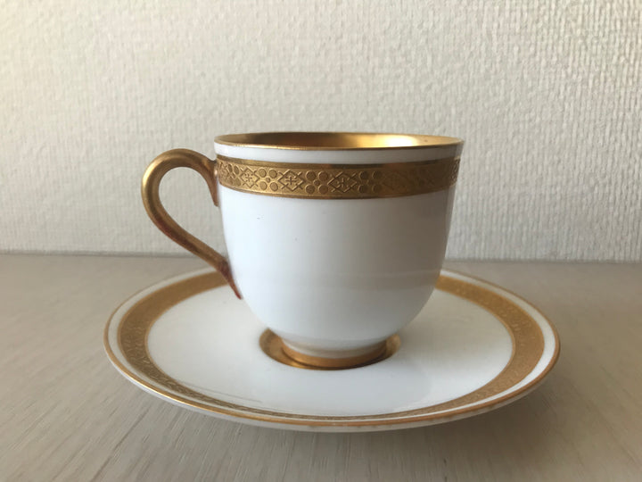 アンティーク　ロイヤルウースター　白　金メッキ　デミタスカップとソーサー
