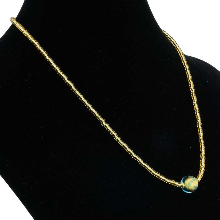 ベネチアングラス　ネックレス　ムラーノ　ロイヤル アクア ボールネックレス