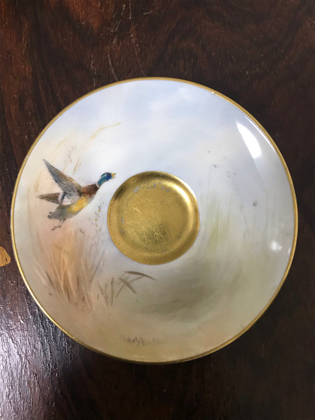 イギリス製ロイヤルウースター　マガモが描かれたデミタスカップ＆ソーサー