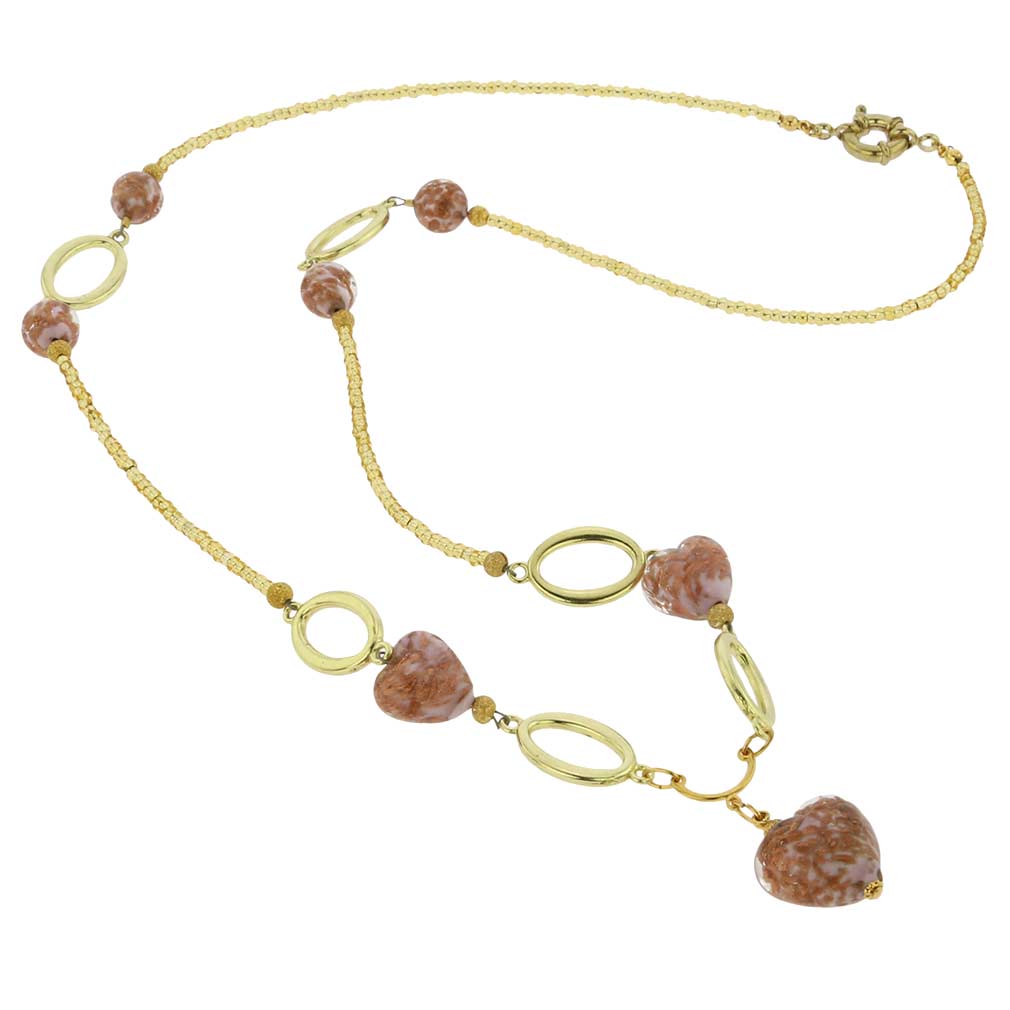 ベネチアングラス　ネックレス　アモーレ　ムラーノ　ネックレス　スパークリーローズ