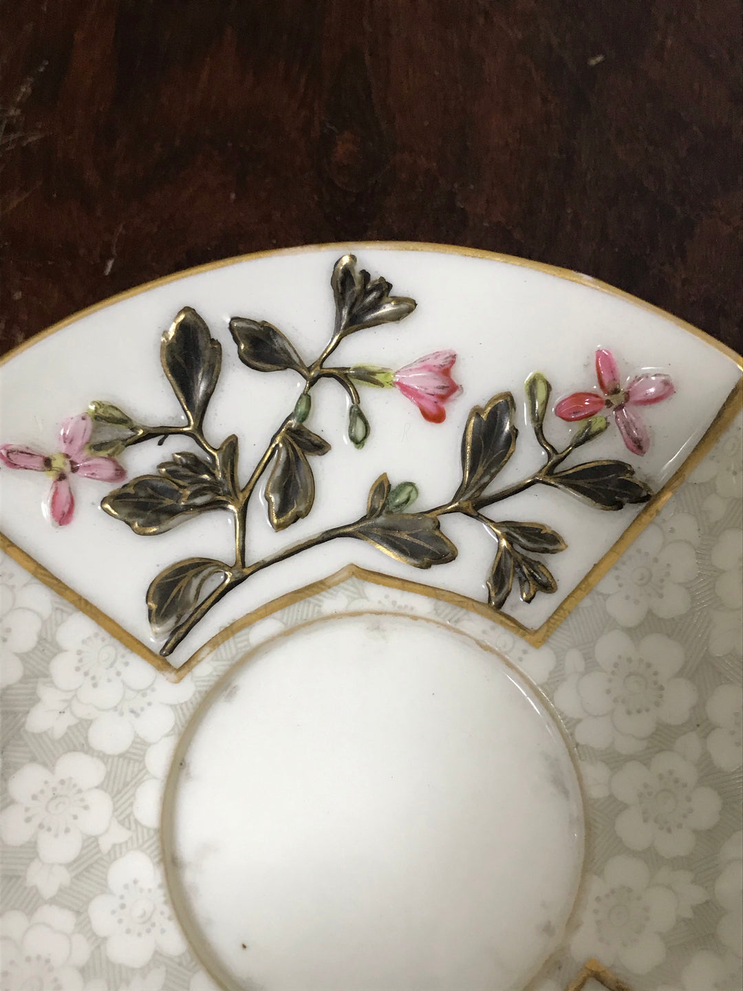 ロイヤルウースター　ジャポニズム　花と桜の文様染のカップ&ソーサー　1883年製