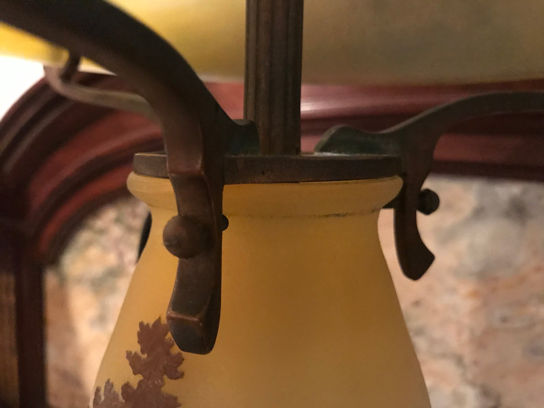 エミールガレ　山岳風景と鷲尾のアールヌーボー時代のアンティークテーブルランプ