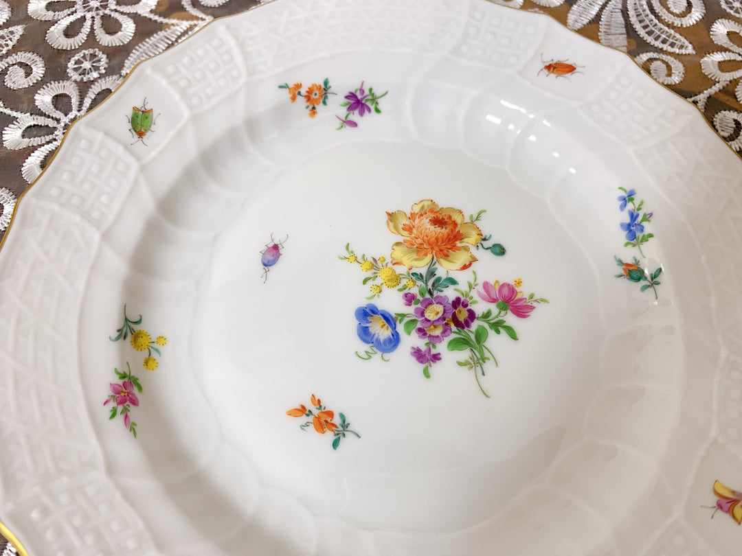 マイセン フラワーブーケ 昆虫 5つ花 デザートプレート1