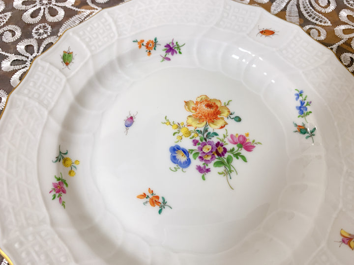 マイセン フラワーブーケ 昆虫 5つ花 デザートプレート1