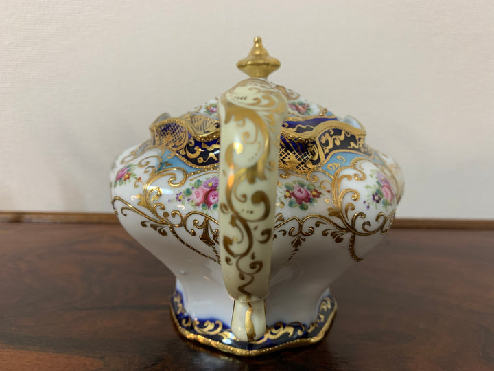 オールドノリタケ　ピンクローズとコバルト金彩お一人様ティーセット