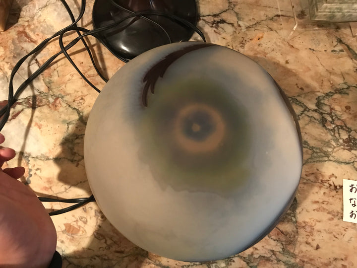 エミールガレ　山岳風景と鷲尾のアールヌーボー時代のアンティークテーブルランプ