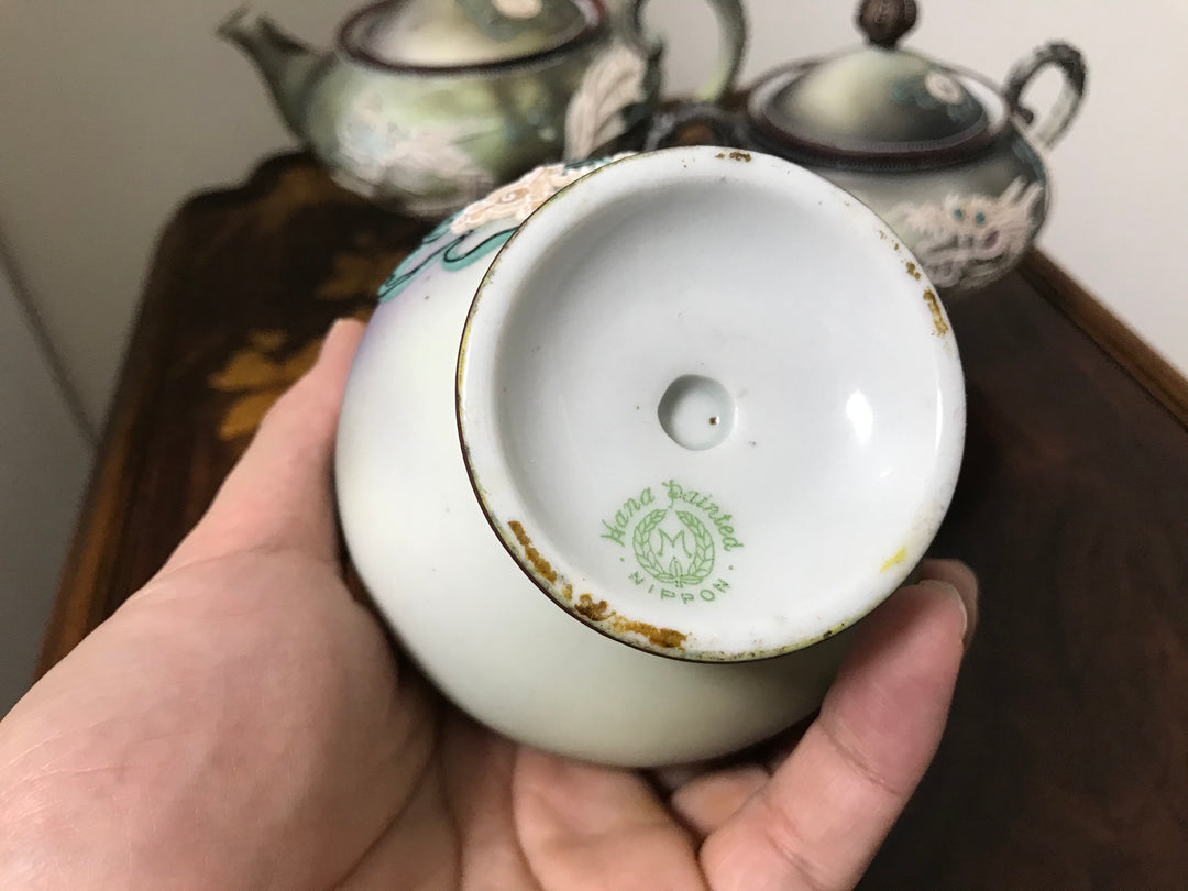 オールドノリタケ・盛上泥漿盛上龍図紋飾 ポット、クリーマー、シュガーポットセット