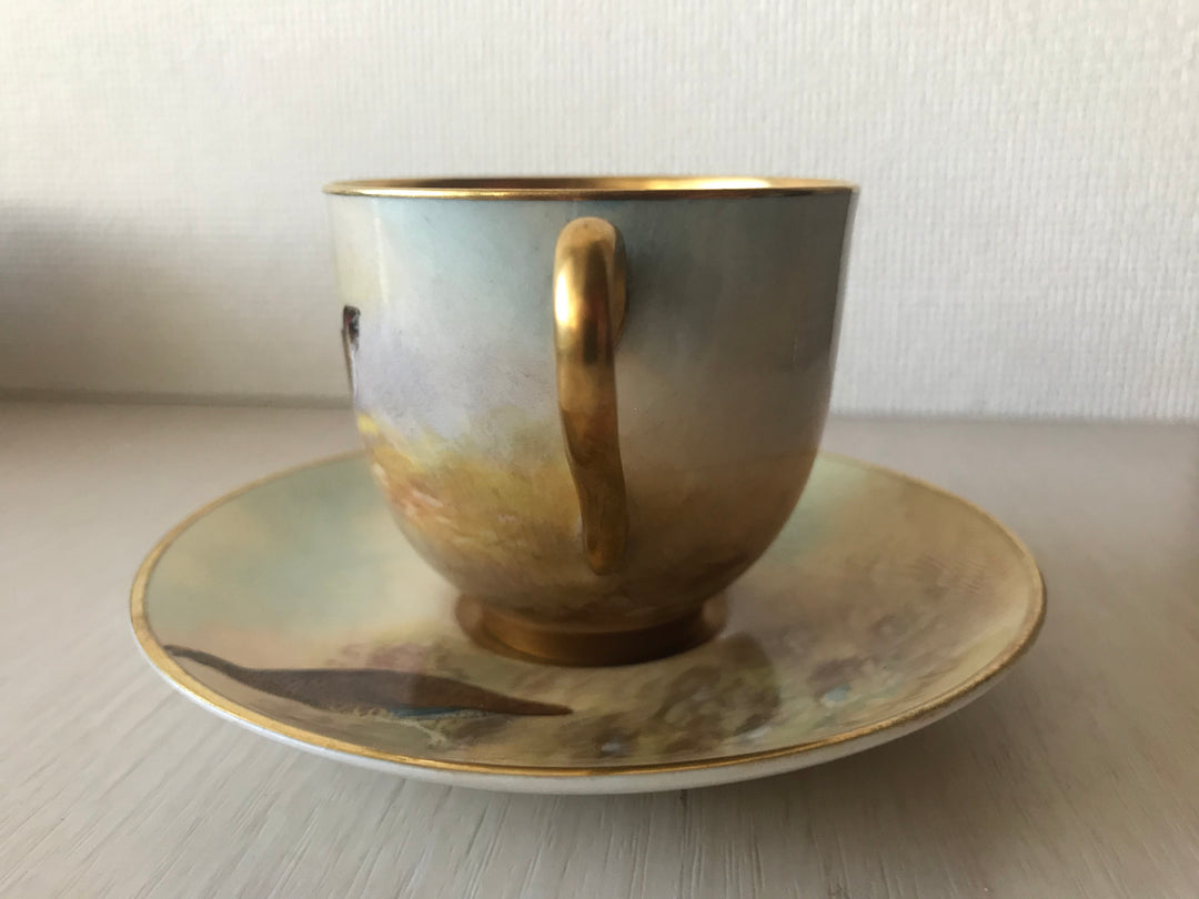 ロイヤルウースター　ウズラが描かれたデミタスカップ&ソーサー