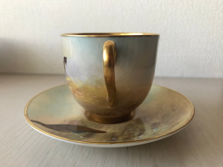 ロイヤルウースター　ウズラが描かれたデミタスカップ&ソーサー