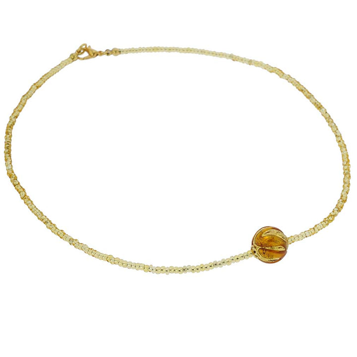 ベネチアングラス　ネックレス　ムラーノ　ロイヤル  ブラック　ボールネックレス