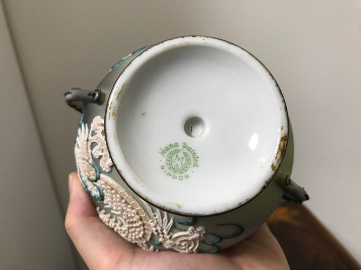 オールドノリタケ・盛上泥漿盛上龍図紋飾皿