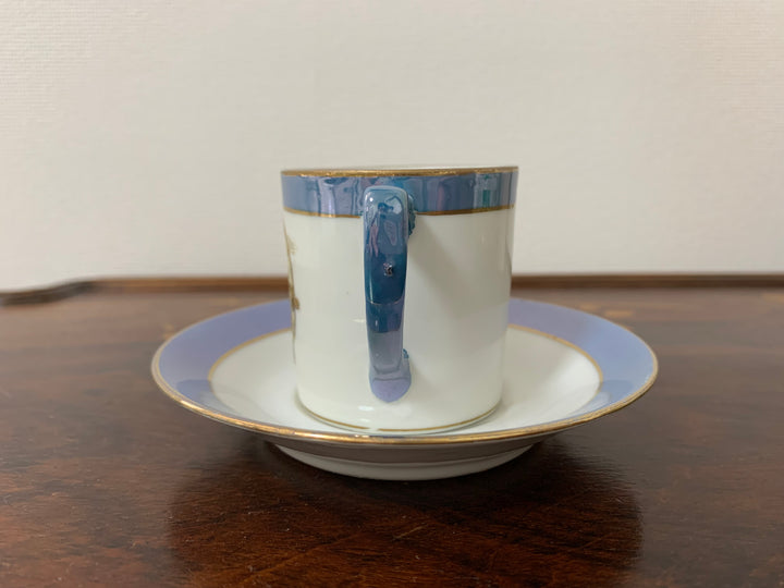 オールドノリタケ　水色ラスターのシノワズリ様式　デミタスカップ