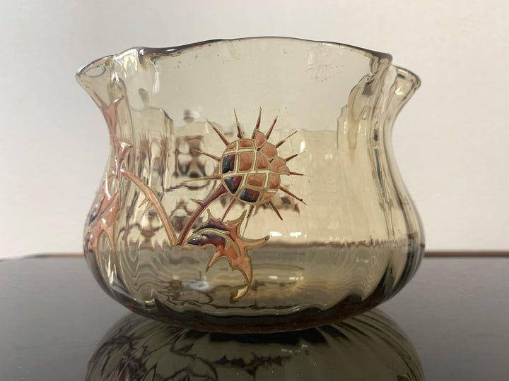 エミールガレ　初期作品　アザミが描かれた器型花瓶