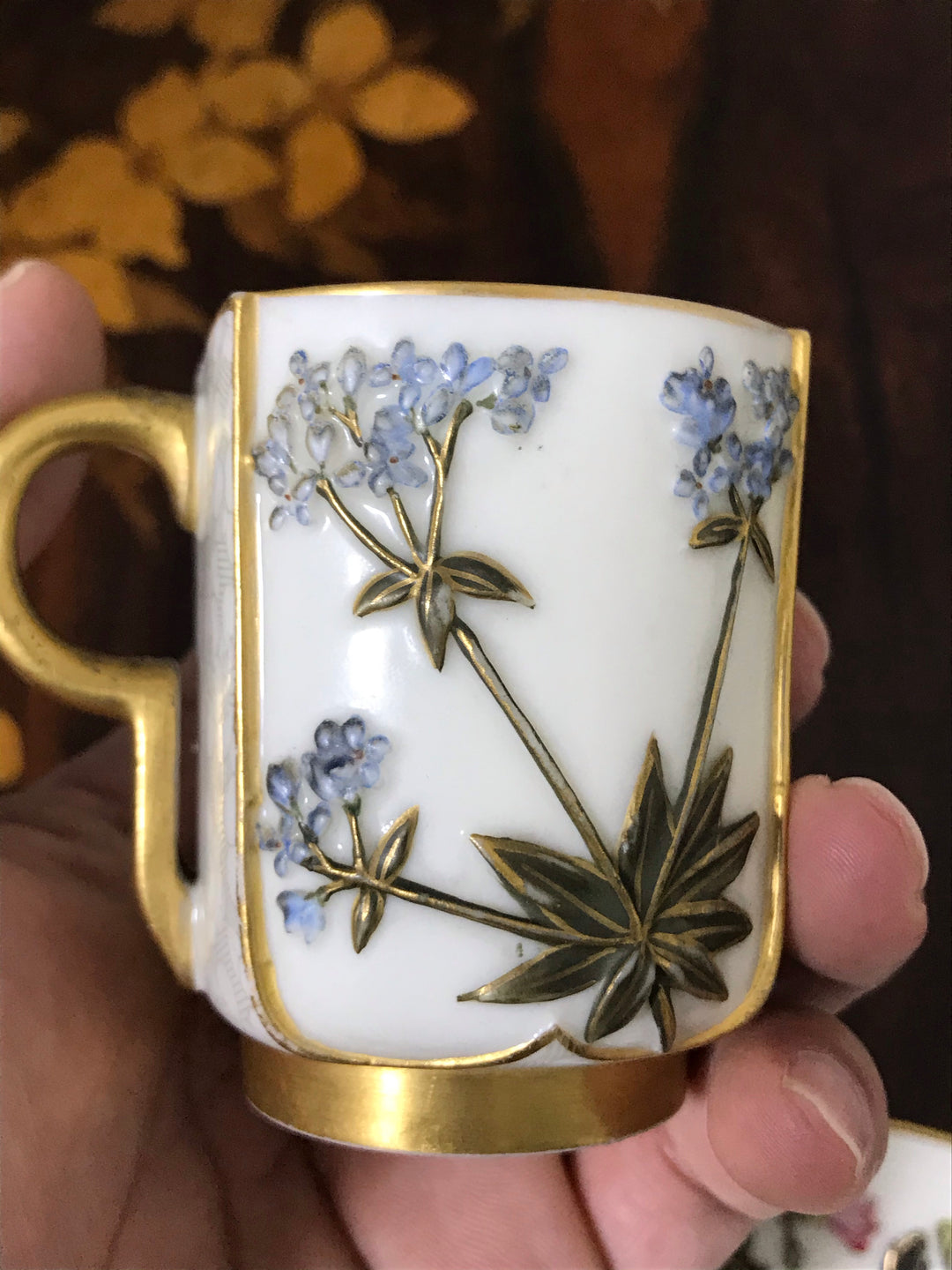 ロイヤルウースター　ジャポニズム　花と桜の文様染のカップ&ソーサー　1883年製