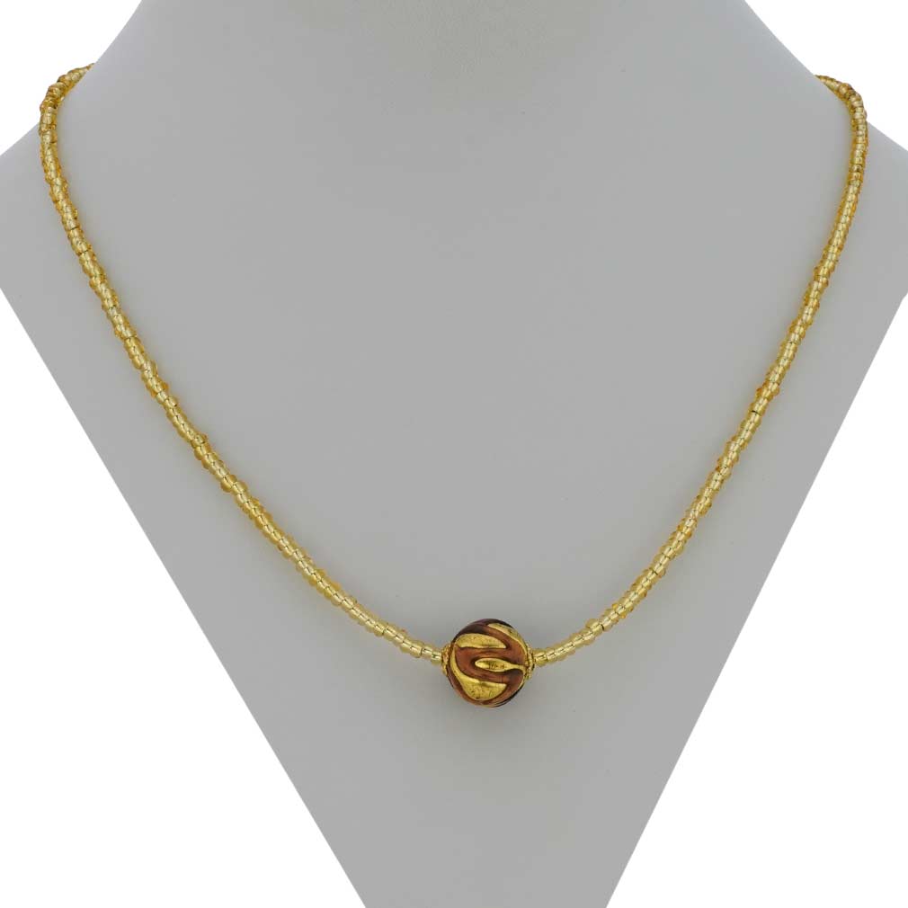 ベネチアングラス　ネックレス　ムラーノ　ロイヤル  パープル　ボールネックレス