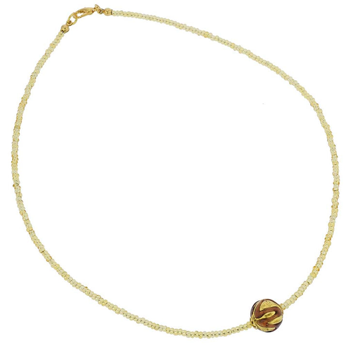 ベネチアングラス　ネックレス　ムラーノ　ロイヤル  パープル　ボールネックレス