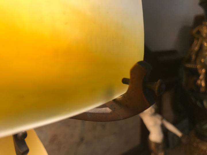 エミールガレ　山岳風景と鷲尾のアールヌーボー時代のアンティークテーブルランプ