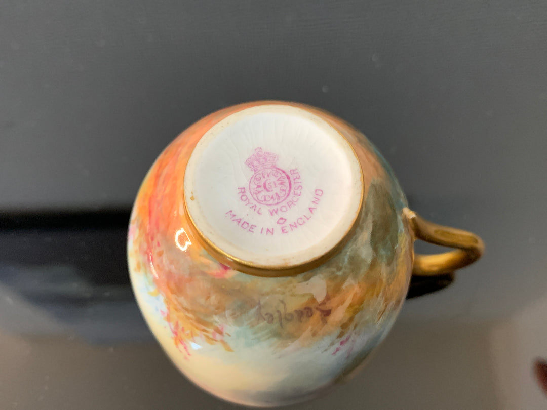 ロイヤルウースター　雉（キンケイチョウ）のカップ＆ソーサー　セドリー作