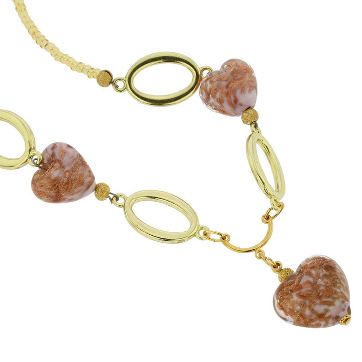 ベネチアングラス　ネックレス　アモーレ　ムラーノ　ネックレス　スパークリーローズ