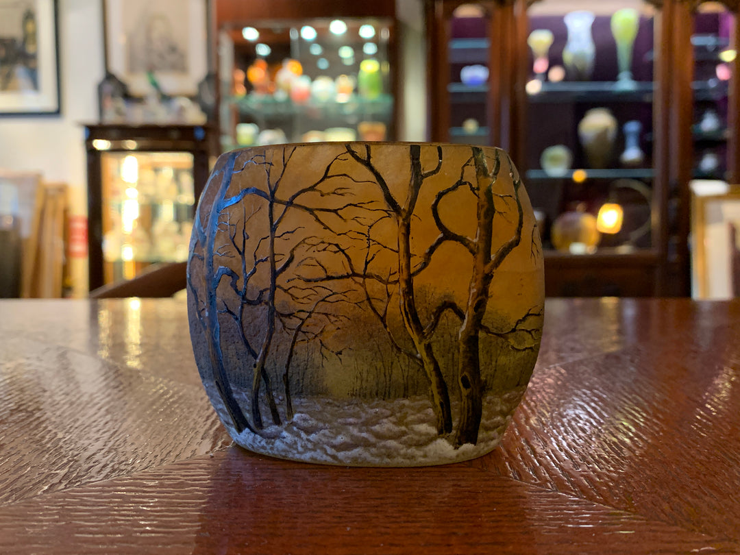 12cm ドーム ナンシー 冬景色 鉢 ボウル 美品 花器 アール ヌーボー 12cm ドーム ナンシー 冬景色 鉢 ボウル 美品 花器 アール ヌーボー