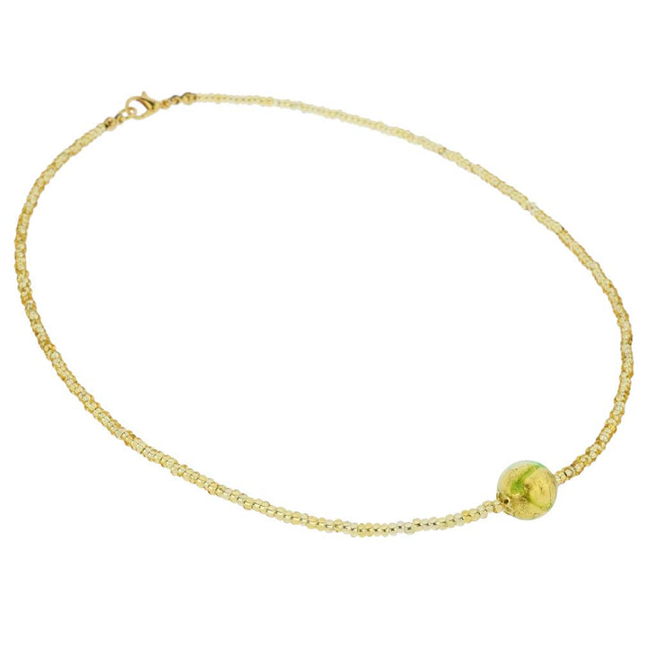 ベネチアングラス　ネックレス　ムラーノ　ロイヤル  ブラック　ボールネックレス