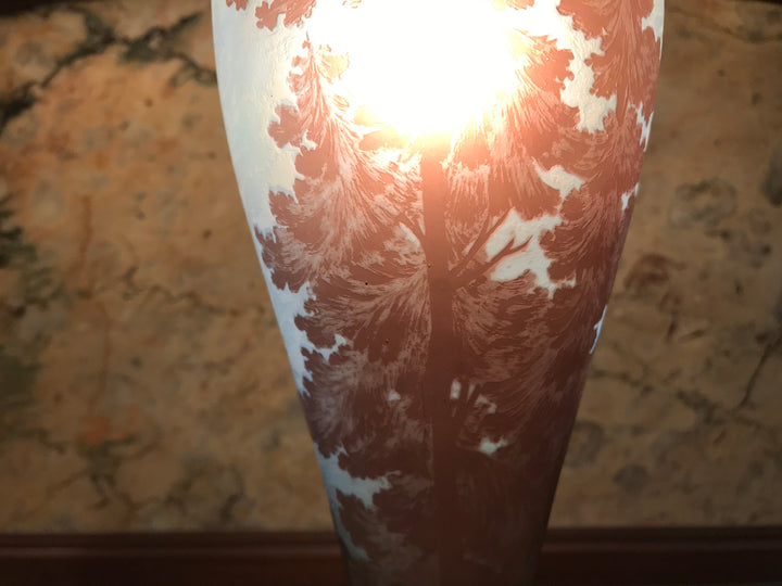 エミールガレ　山岳風景と鷲尾のアールヌーボー時代のアンティークテーブルランプ