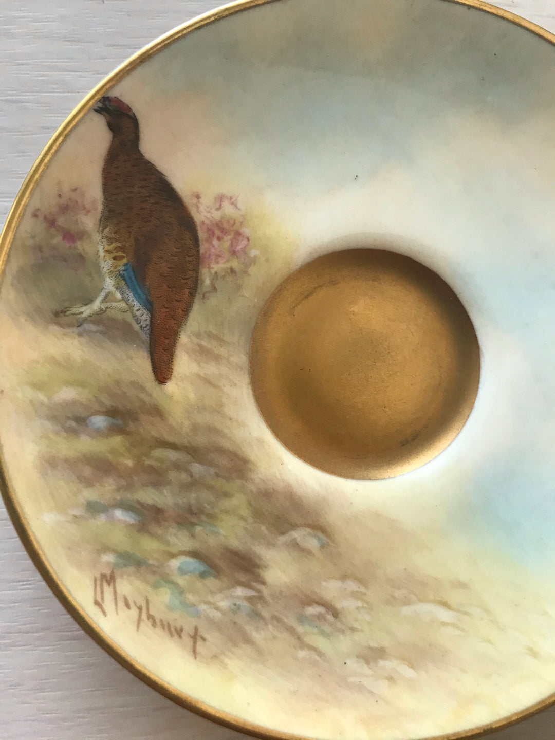 ロイヤルウースター　ウズラが描かれたデミタスカップ&ソーサー