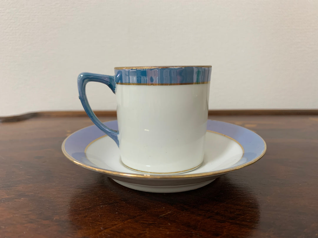 オールドノリタケ　水色ラスターのシノワズリ様式　デミタスカップ