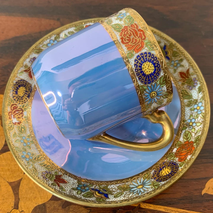 残り1セット　オールドノリタケ　ラスター技法が使われたアールヌーボー様式デミタスカップ